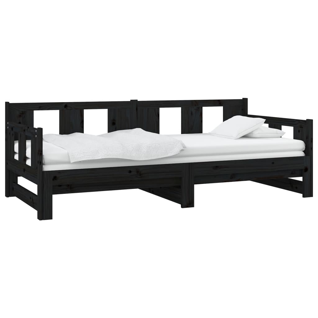 Pull-out Day Bed | Black | Solid pine wood | 2x