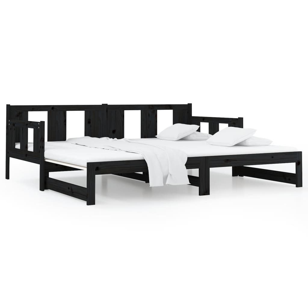 Pull-out Day Bed | Black | Solid pine wood | 2x