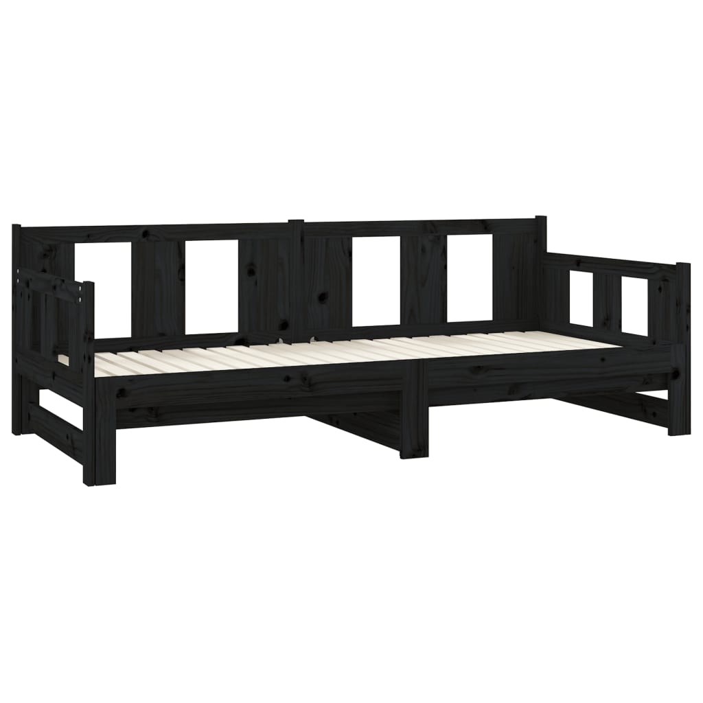 Pull-out Day Bed | Black | Solid pine wood | 2x