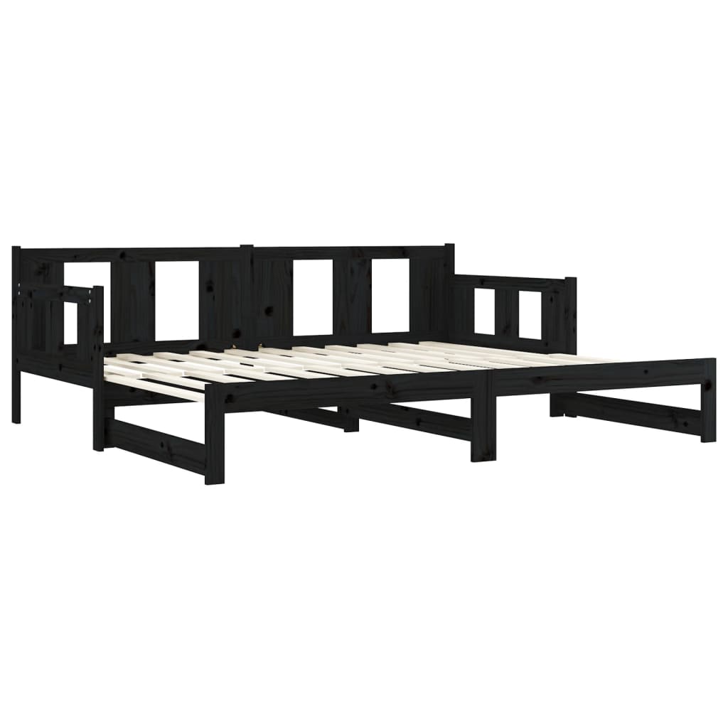 Pull-out Day Bed | Black | Solid pine wood | 2x