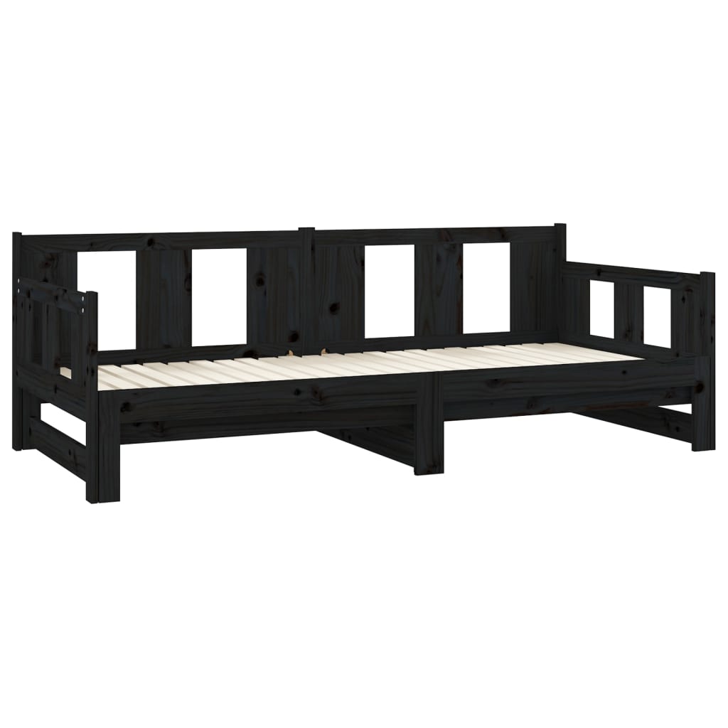 Pull-out Day Bed | Black | Solid pine wood | Medium