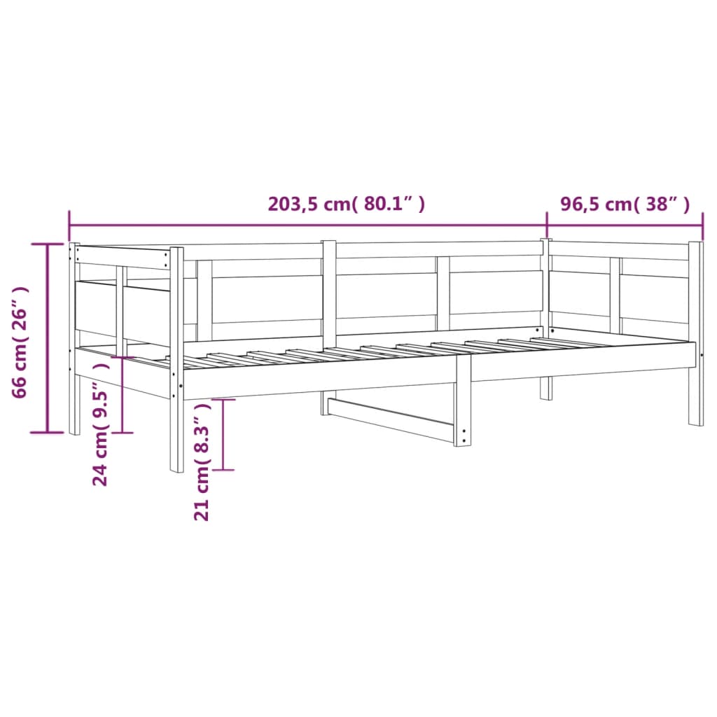 vidaXL Day Bed without Mattress White Solid Wood Pine 90x200 cm