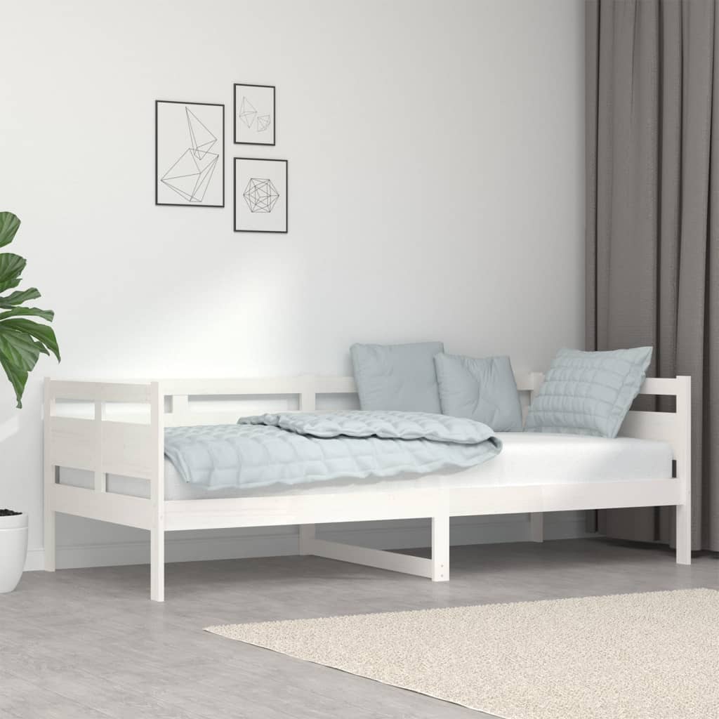 vidaXL Day Bed without Mattress White Solid Wood Pine 90x200 cm