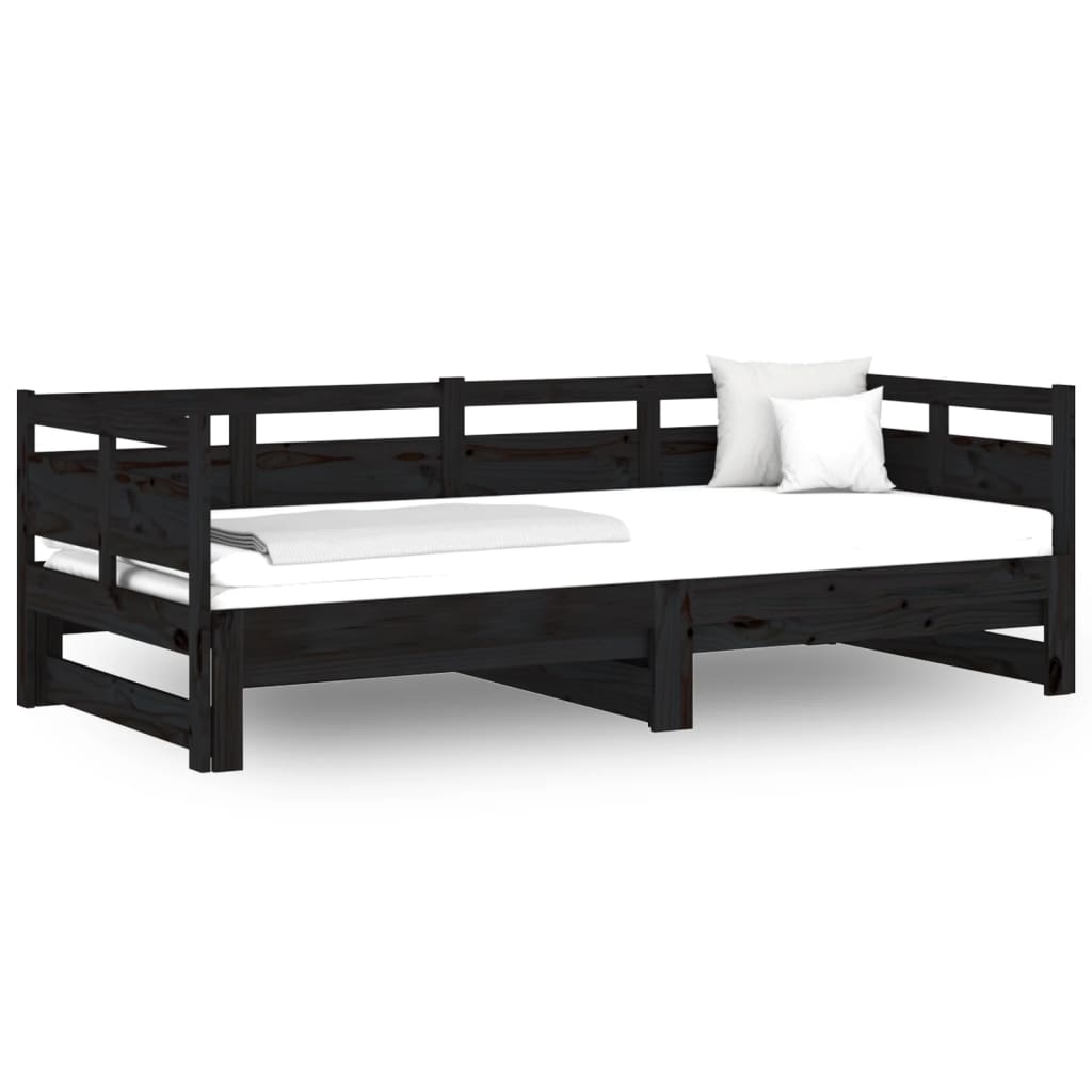 vidaXL Pull-out Day Bed without Mattress Black 2x(90x200) cm