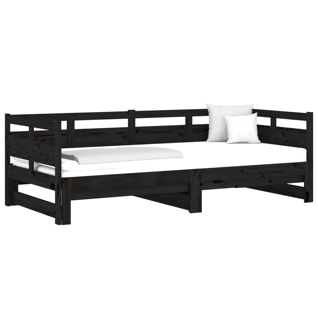 vidaXL Pull-out Day Bed without Mattress Black 2x(90x200) cm