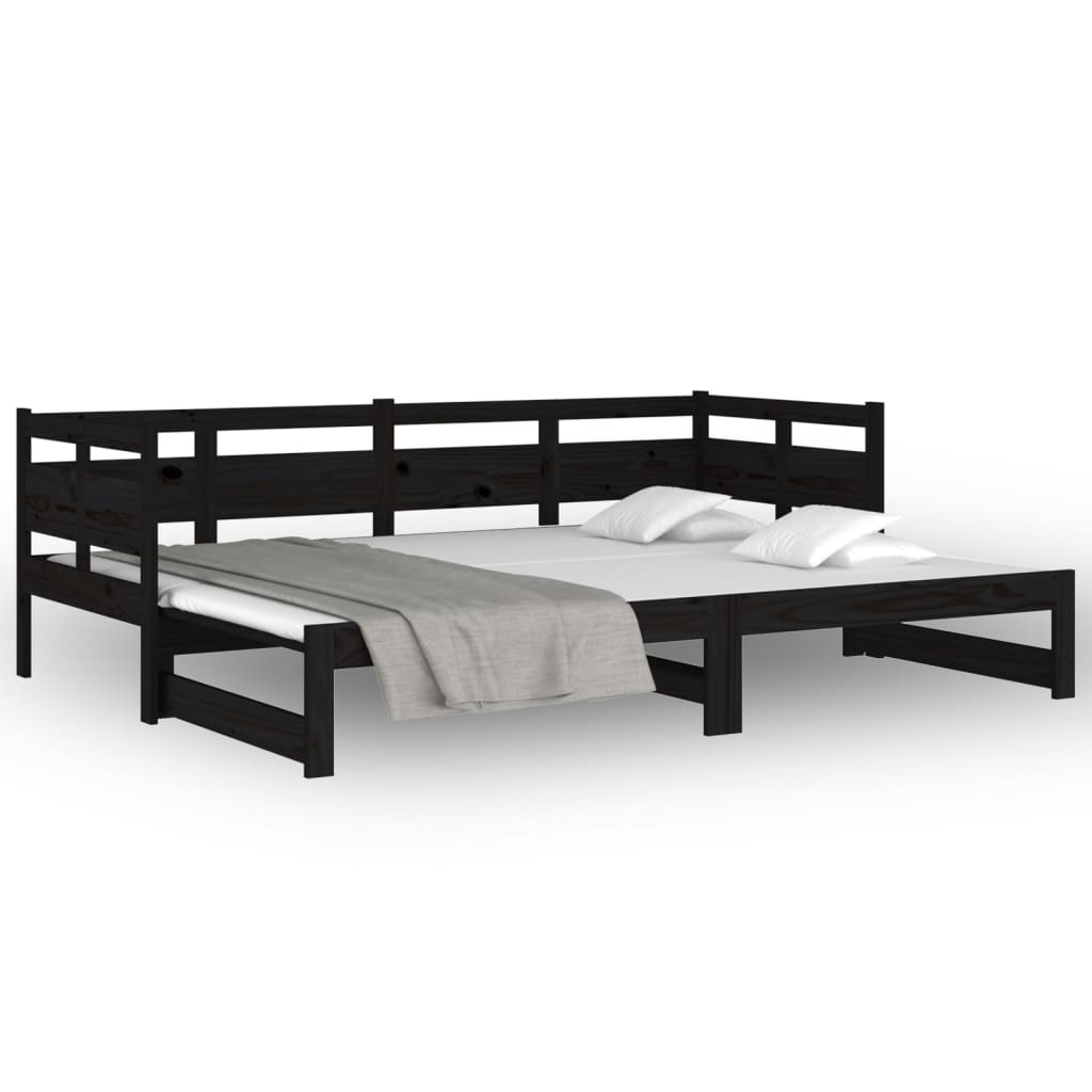 vidaXL Pull-out Day Bed without Mattress Black 2x(90x200) cm