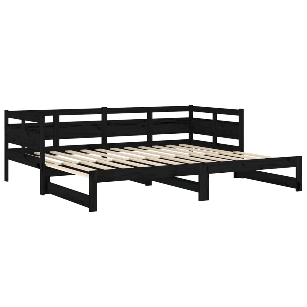 vidaXL Pull-out Day Bed without Mattress Black 2x(90x200) cm