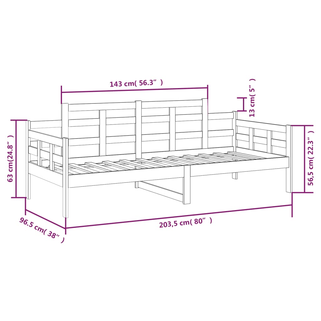 vidaXL Day Bed without Mattress Solid Wood Pine 90x200 cm