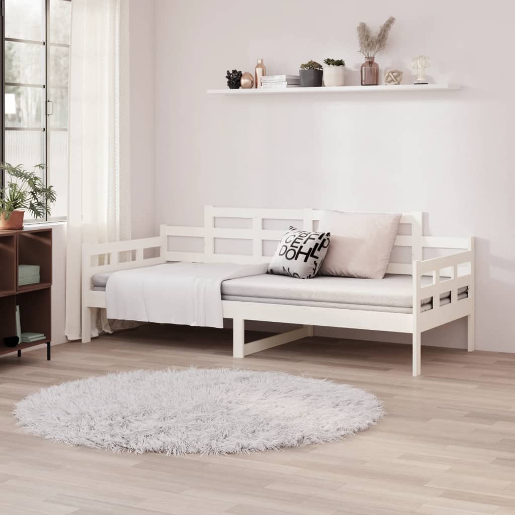 vidaXL Day Bed without Mattress White Solid Wood Pine 80x200 cm