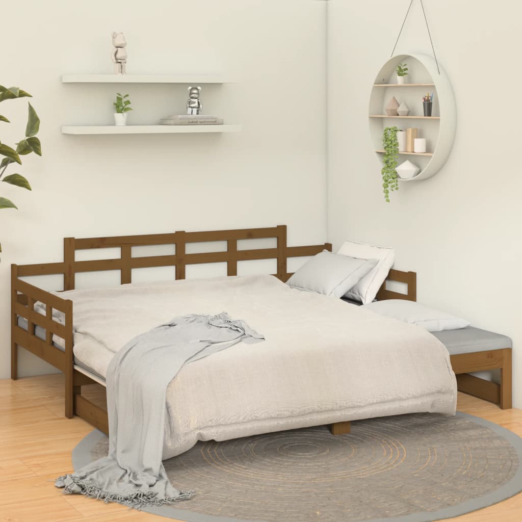 Pull-out Day Bed without Mattress Honey Brown 2x(90x190) cm
