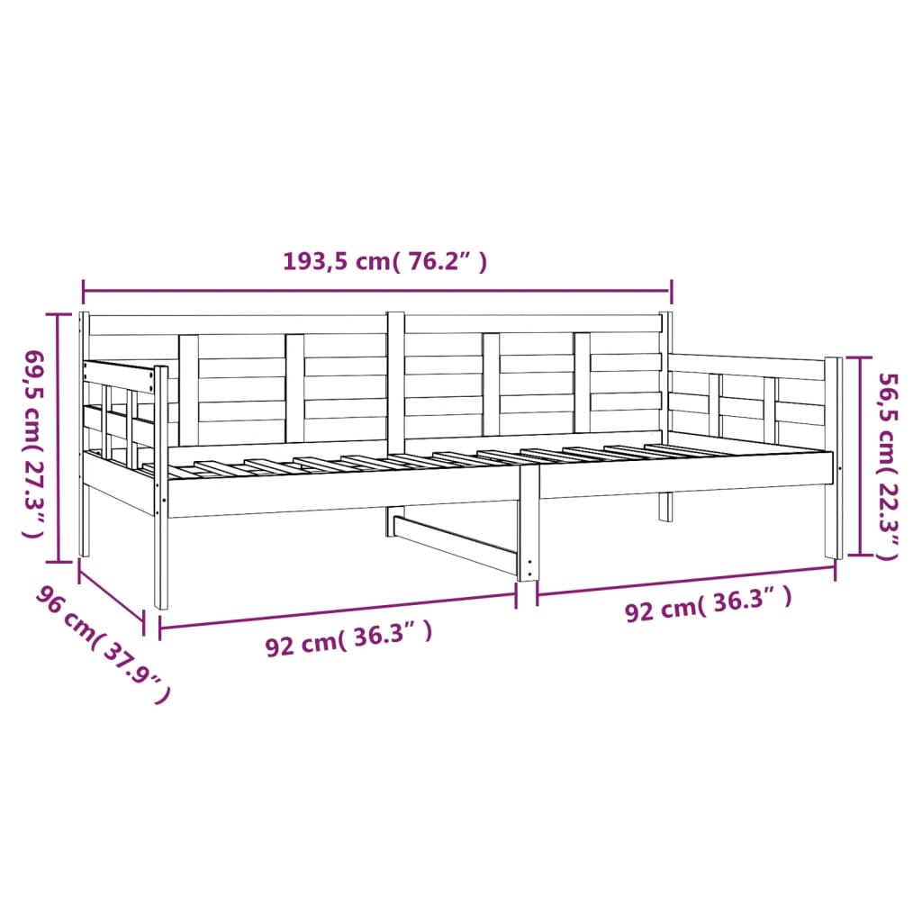 Day Bed | White | Solid pine wood | Single | Convertible