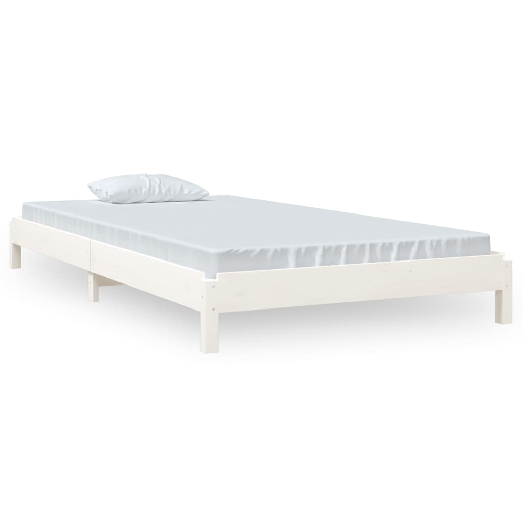 Stack Bed without Mattress White 100x200 cm Solid Wood Pine