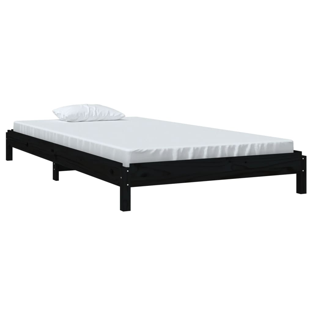 vidaXL Stack Bed without Mattress Black 100x200 cm Solid Wood Pine