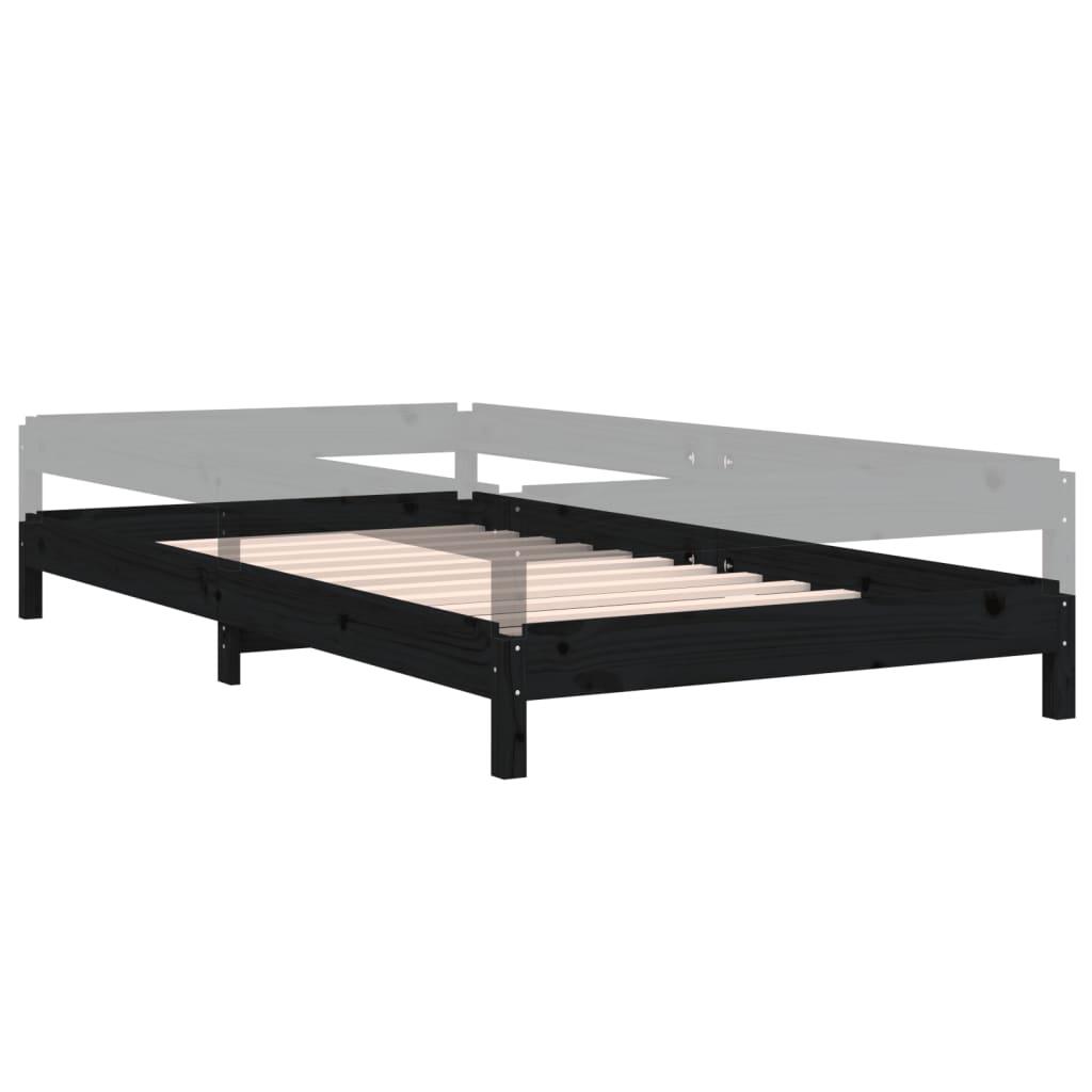 vidaXL Stack Bed without Mattress Black 100x200 cm Solid Wood Pine