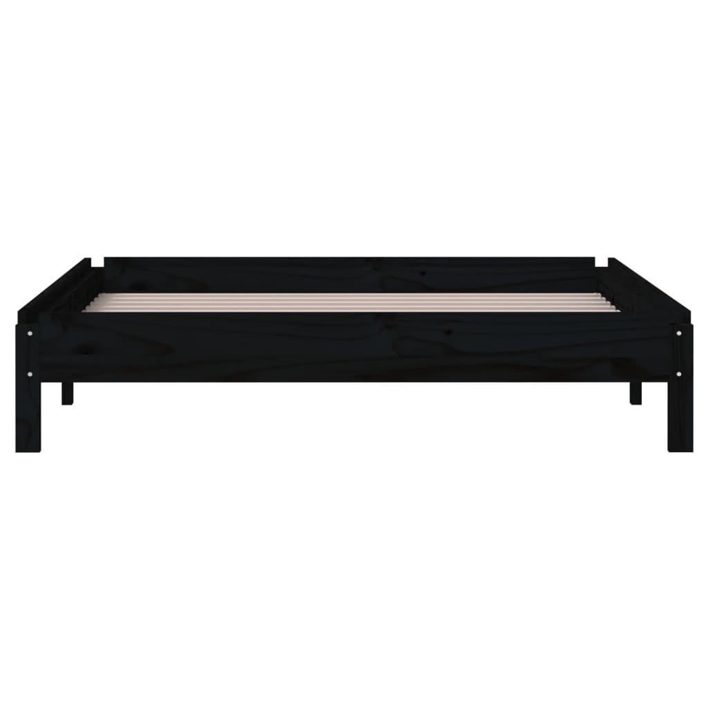 vidaXL Stack Bed without Mattress Black 100x200 cm Solid Wood Pine