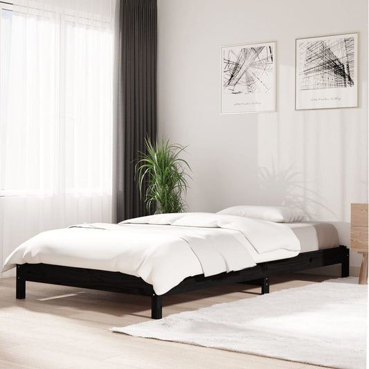 vidaXL Stack Bed without Mattress Black 100x200 cm Solid Wood Pine