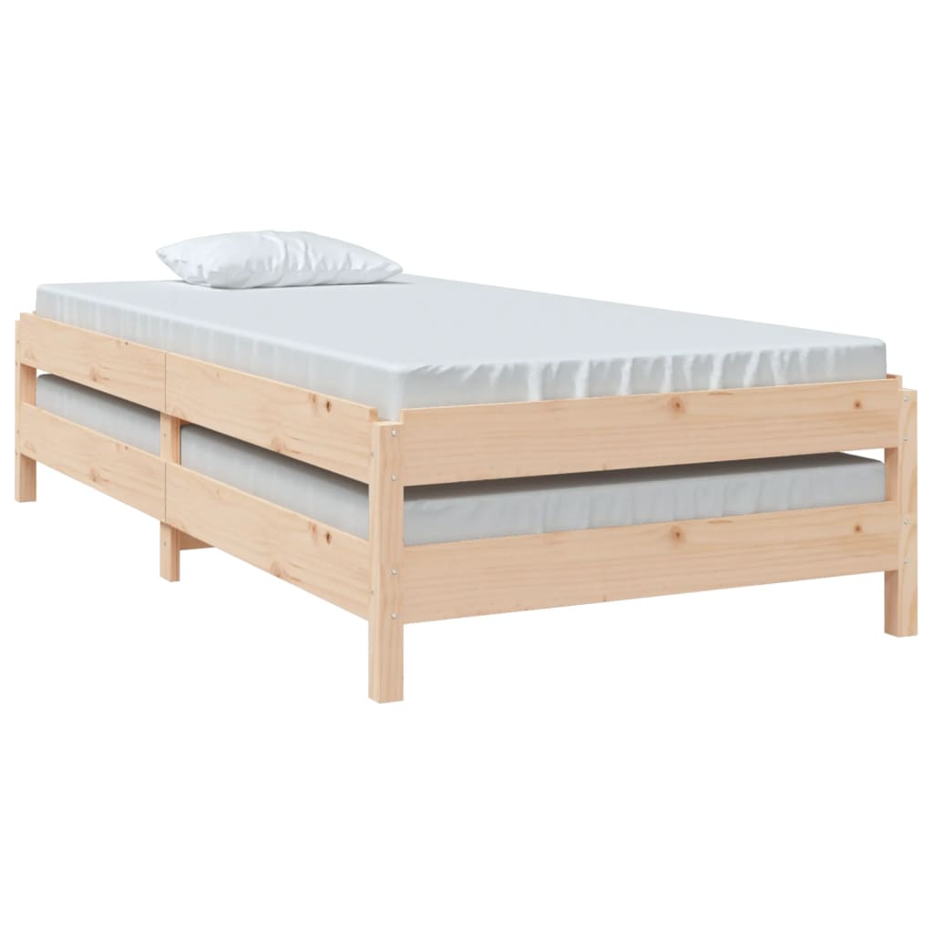 vidaXL Stack Bed without Mattress 90x190 cm Single Solid Wood Pine