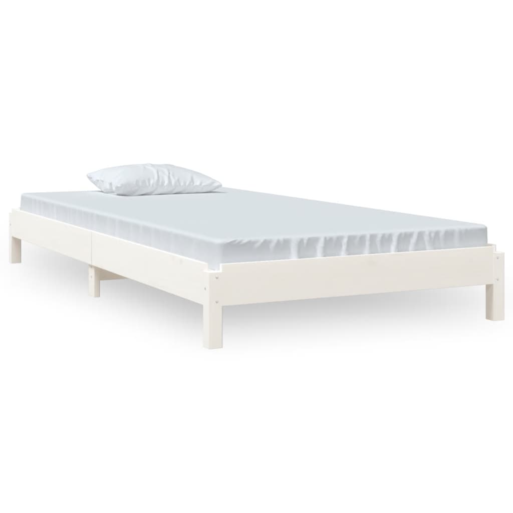 vidaXL Stack Bed without Mattress White 90x190 cm Single Solid Wood Pine