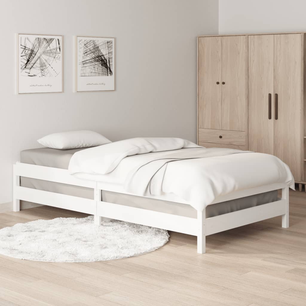 vidaXL Stack Bed without Mattress White 90x190 cm Single Solid Wood Pine