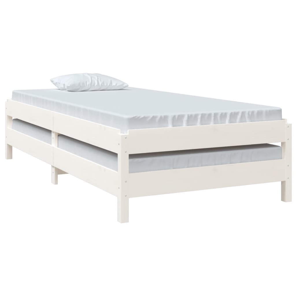 vidaXL Stack Bed without Mattress White 90x190 cm Single Solid Wood Pine