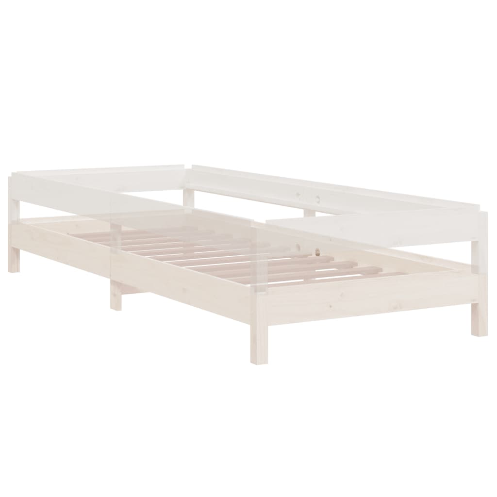 vidaXL Stack Bed without Mattress White 90x190 cm Single Solid Wood Pine