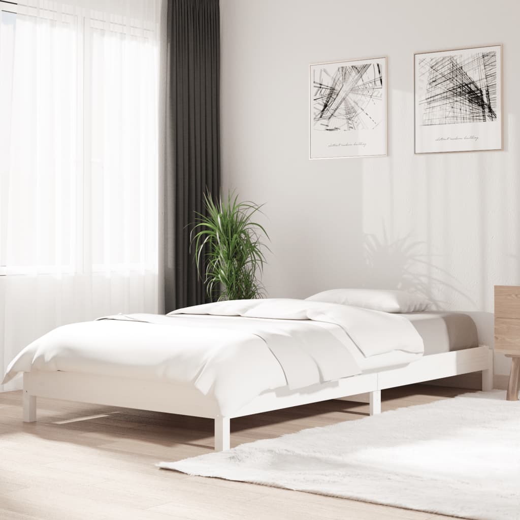 vidaXL Stack Bed without Mattress White 90x190 cm Single Solid Wood Pine