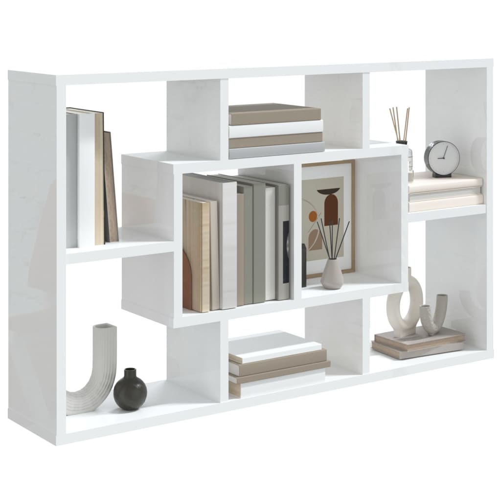 vidaXL Wall Shelf High Gloss White 85x16x52.5 cm Engineered Wood