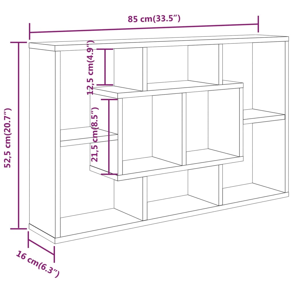 vidaXL Wall Shelf High Gloss White 85x16x52.5 cm Engineered Wood