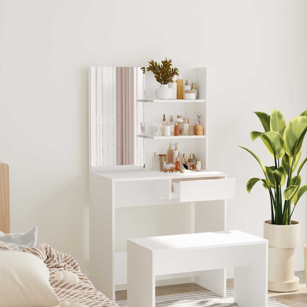 Dressing Table with Mirror White 74,5x40x141 cm