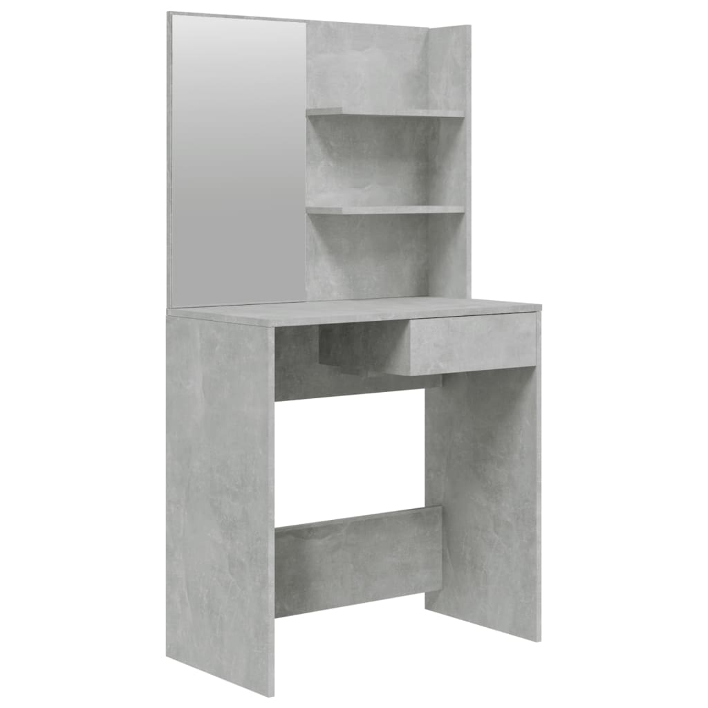 vidaXL Dressing Table with Mirror Concrete Grey 74.5x40x141 cm