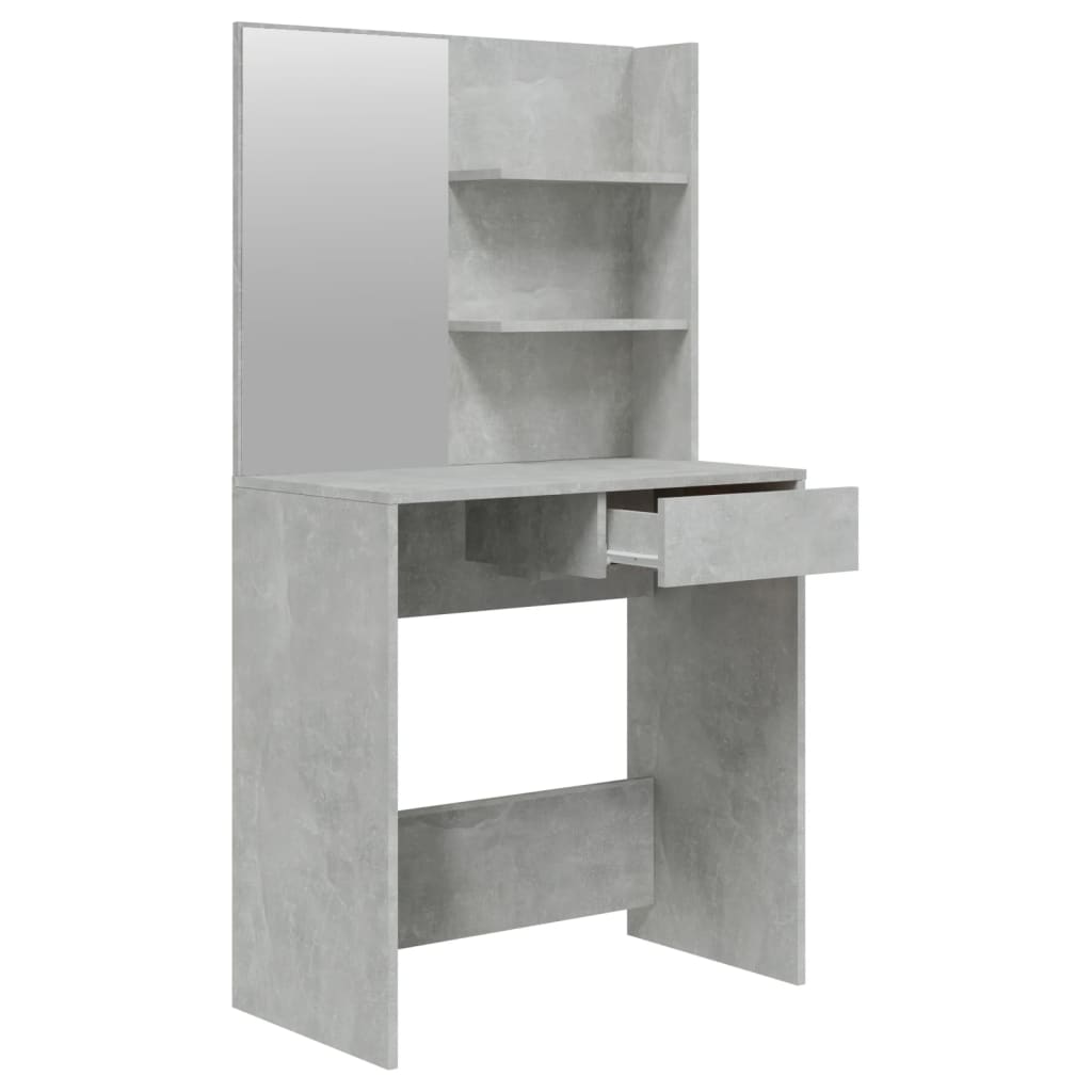 vidaXL Dressing Table with Mirror Concrete Grey 74.5x40x141 cm