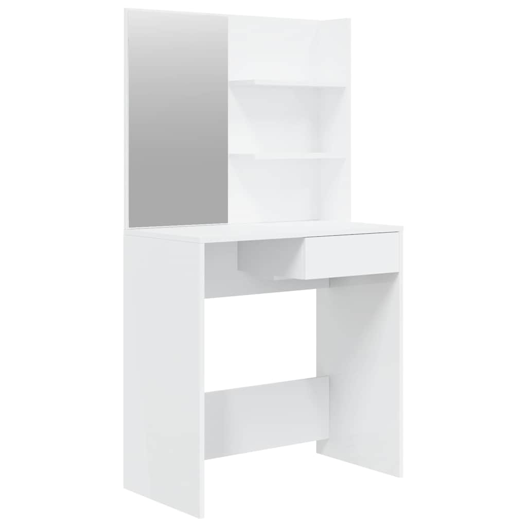 Dressing Table with Mirror High Gloss White 74,5x40x141 cm