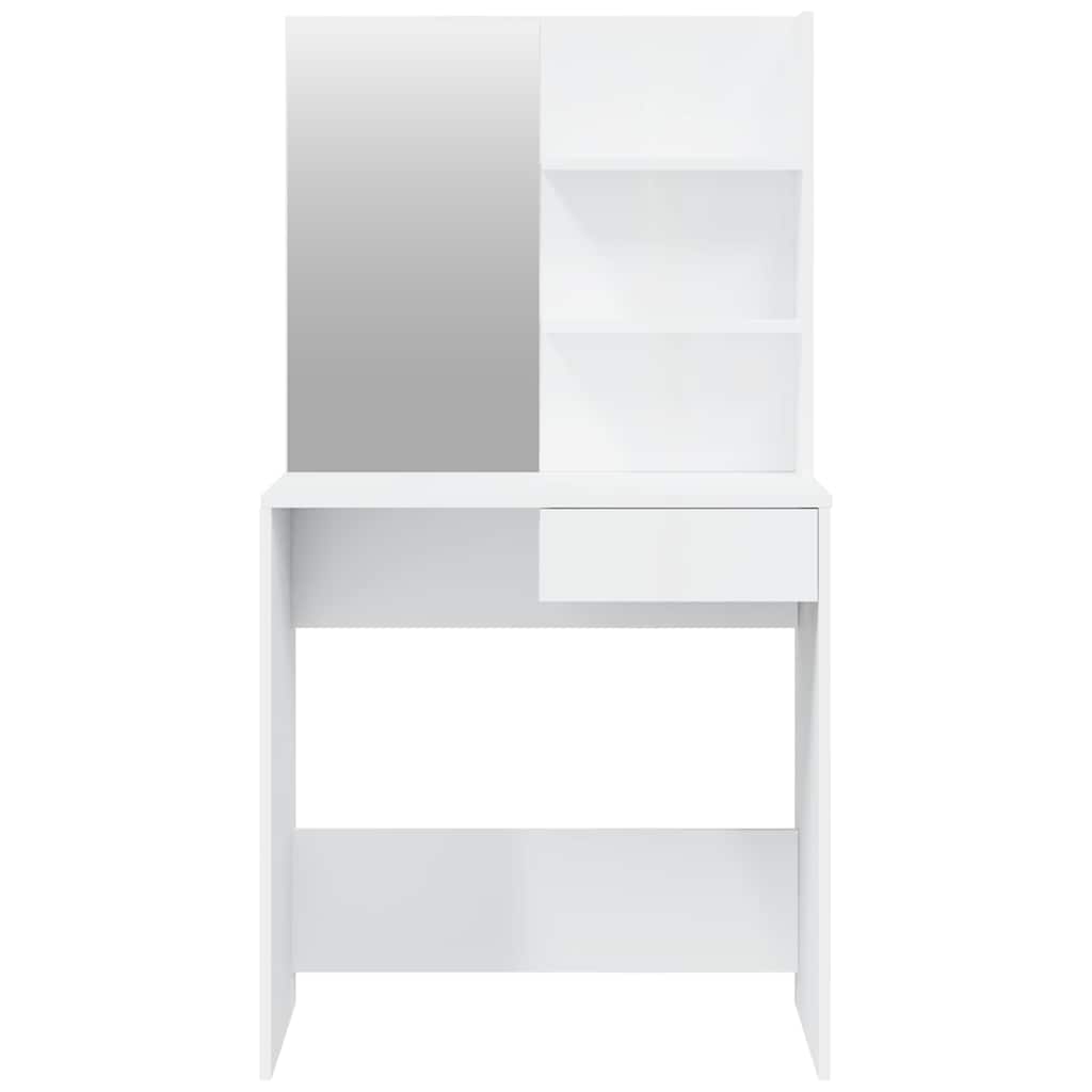Dressing Table with Mirror High Gloss White 74,5x40x141 cm