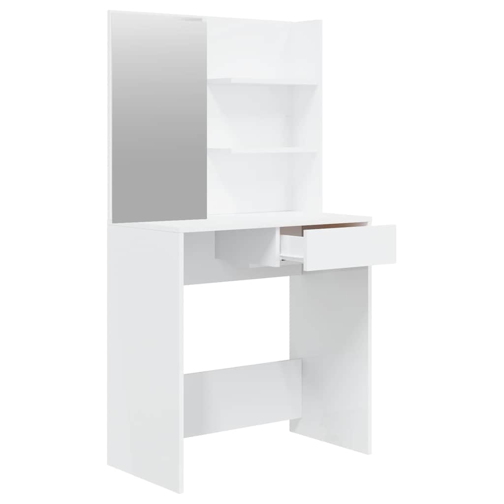 Dressing Table with Mirror High Gloss White 74,5x40x141 cm