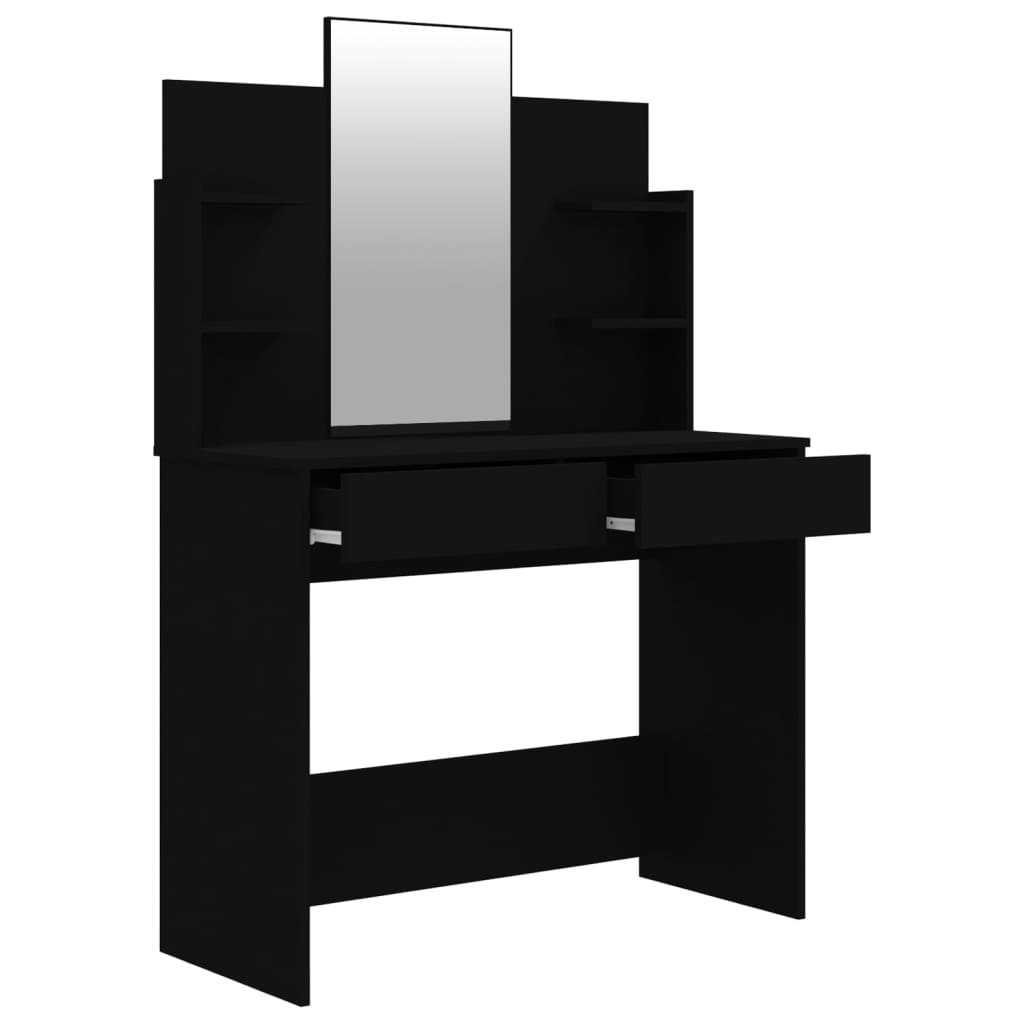 vidaXL Dressing Table with Mirror Black 96x40x142 cm