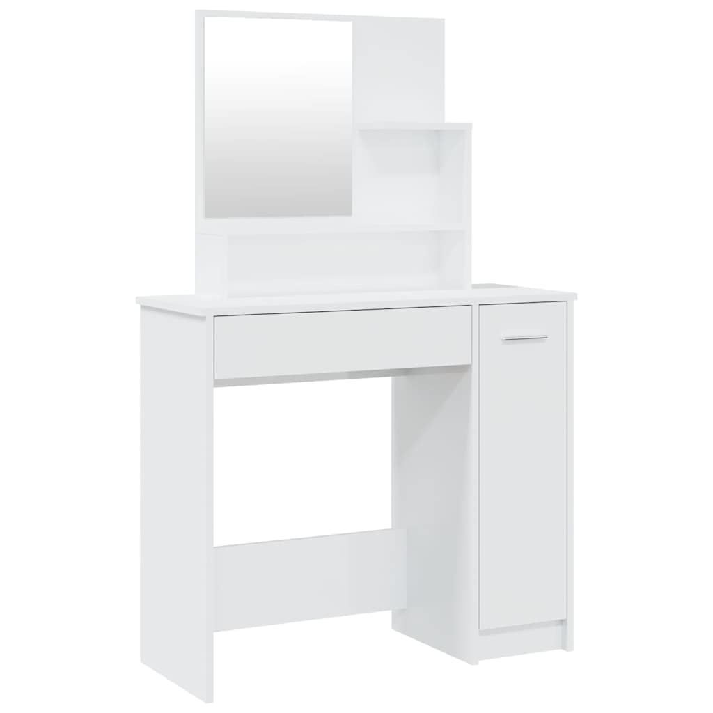 Dressing Table with Mirror High Gloss White 86,5x35x136 cm