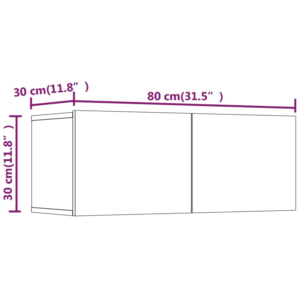 vidaXL TV Cabinets 2 pcs White 80x30x30 cm Engineered Wood