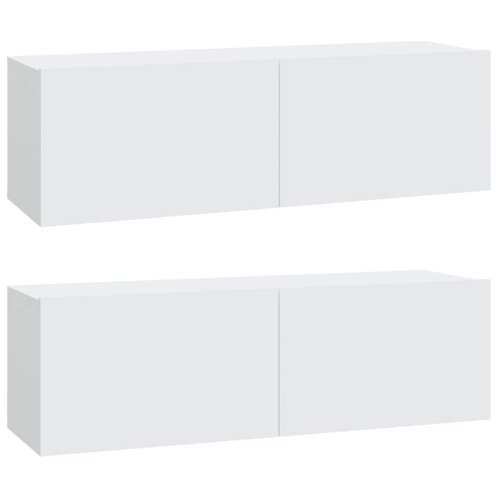 2 Piece Wall-mounted TV Cabinet Set White 100x30x30 cm Engineered Wood