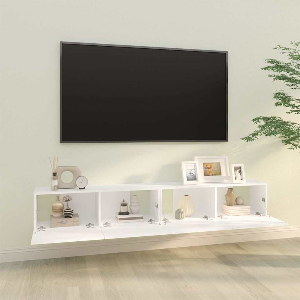 2 Piece Wall-mounted TV Cabinet Set White 100x30x30 cm Engineered Wood