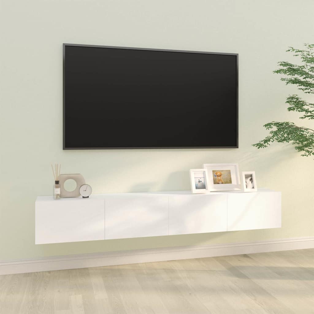2 Piece Wall-mounted TV Cabinet Set White 100x30x30 cm Engineered Wood
