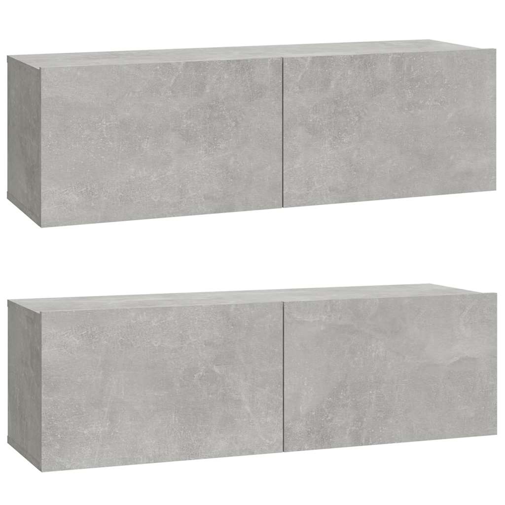 2 Piece Wall-mounted TV Cabinet Set Concrete Grey 100x30x30 cm