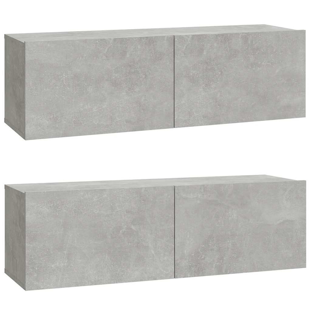 Wall TV Cabinets 2 pcs Concrete Grey 100x30x30 cm Engineered Wood