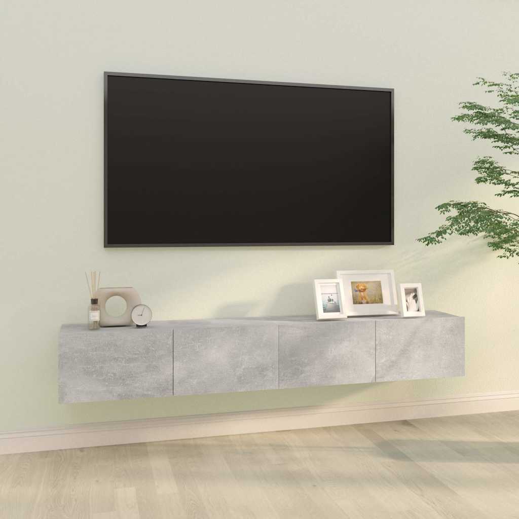 2 Piece Wall-mounted TV Cabinet Set Concrete Grey 100x30x30 cm