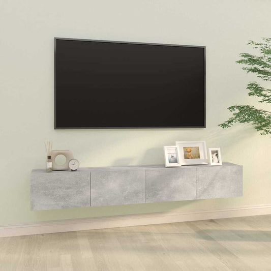 2 Piece Wall-mounted TV Cabinet Set Concrete Grey 100x30x30 cm