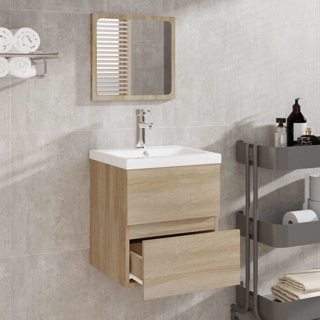 Bathroom Cabinet with Mirror Sonoma Oak Engineered Wood