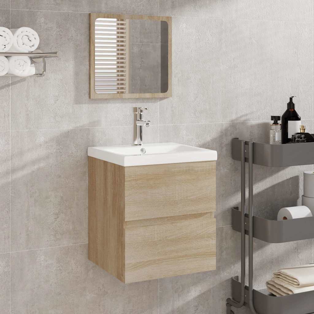 Bathroom Cabinet with Mirror Sonoma Oak Engineered Wood