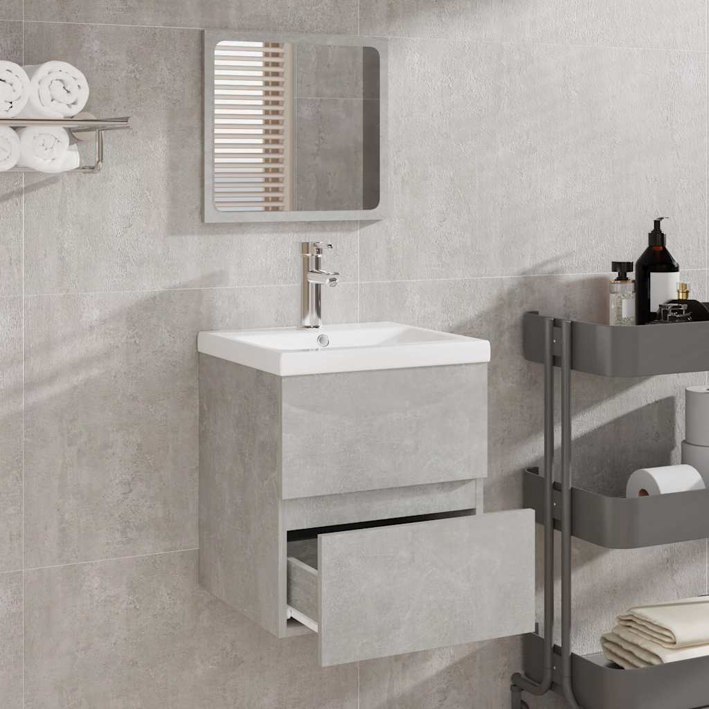 Bathroom Cabinet with Mirror Concrete Grey Engineered Wood