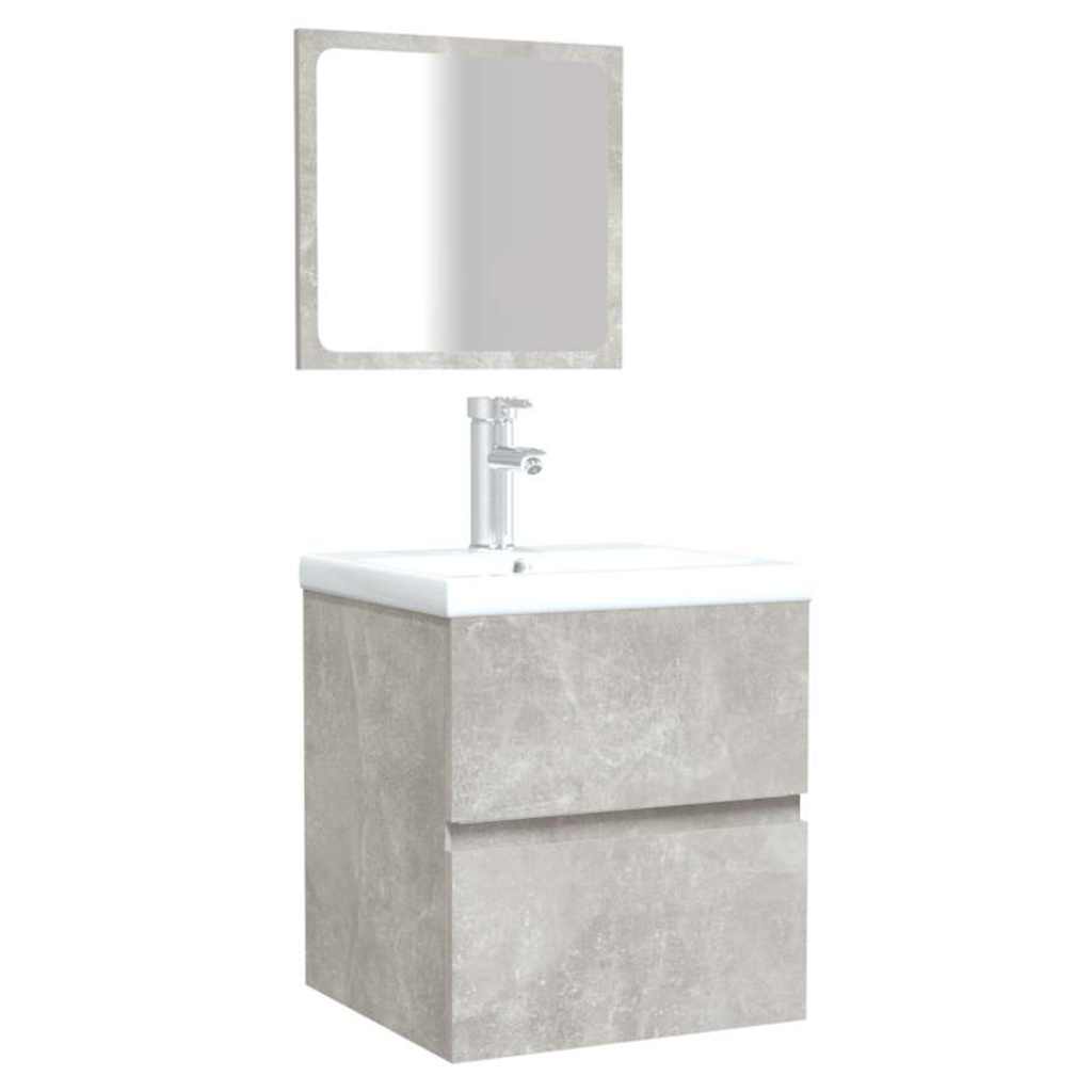 Bathroom Cabinet with Mirror Concrete Grey Engineered Wood