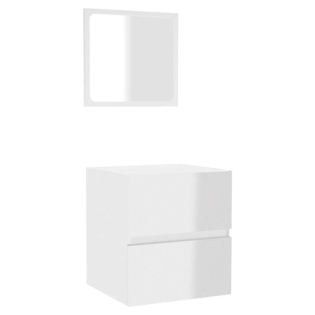 vidaXL Bathroom Cabinet with Mirror High Gloss White Engineered Wood