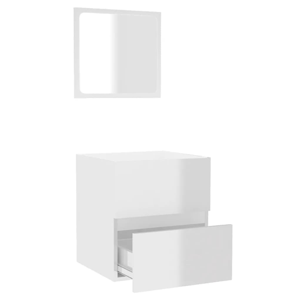 vidaXL Bathroom Cabinet with Mirror High Gloss White Engineered Wood